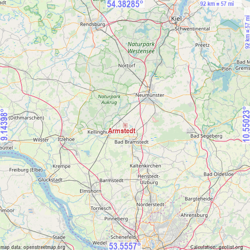 Armstedt on map