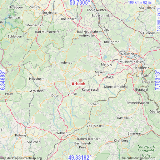 Arbach on map