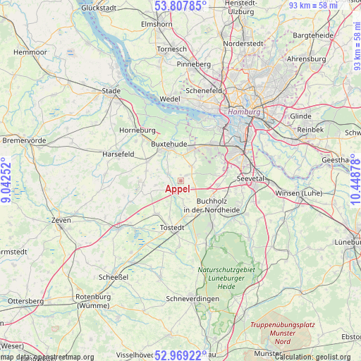 Appel on map