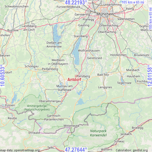 Antdorf on map