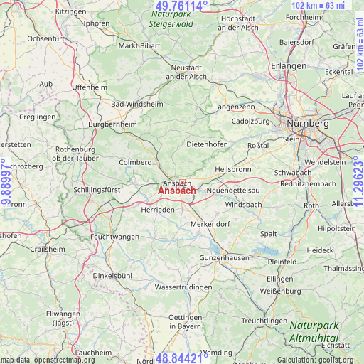 Ansbach on map