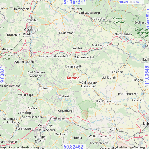 Anrode on map