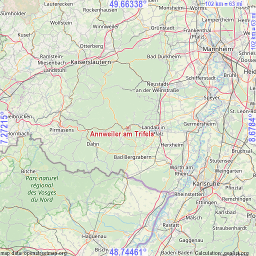Annweiler am Trifels on map