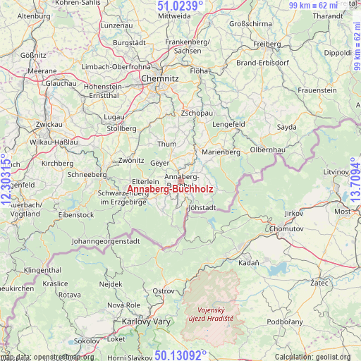 Annaberg-Buchholz on map