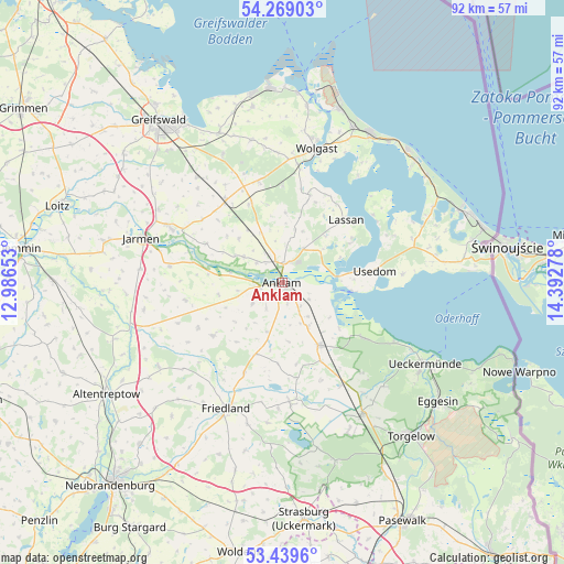 Anklam on map