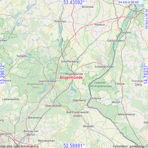 Angermünde on map