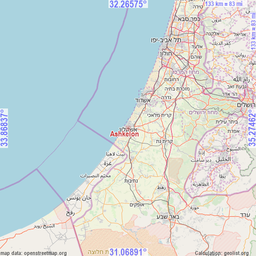 Ashkelon on map