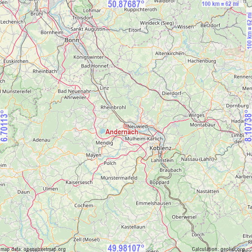 Andernach on map
