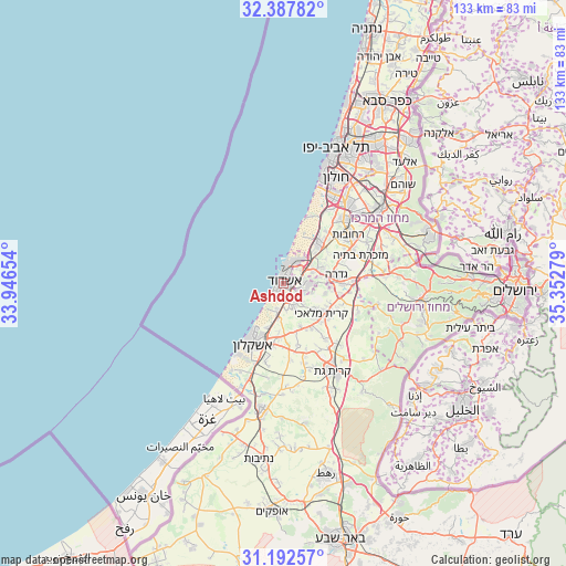 Ashdod on map