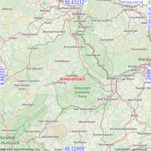 Altweidelbach on map