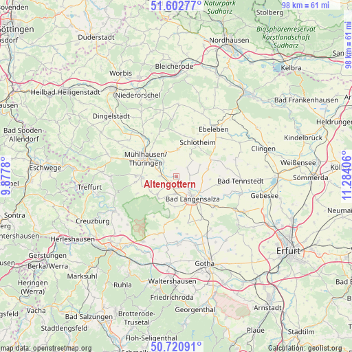 Altengottern on map