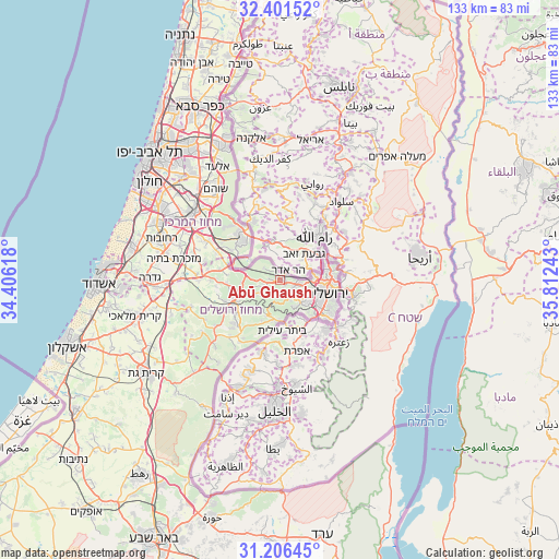 Abū Ghaush on map