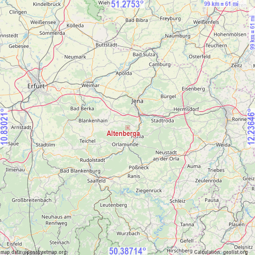 Altenberga on map