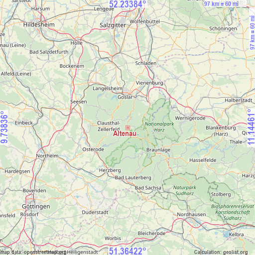 Altenau on map