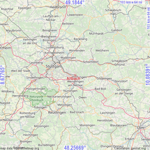 Altbach on map