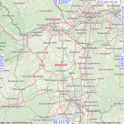 Alsheim on map