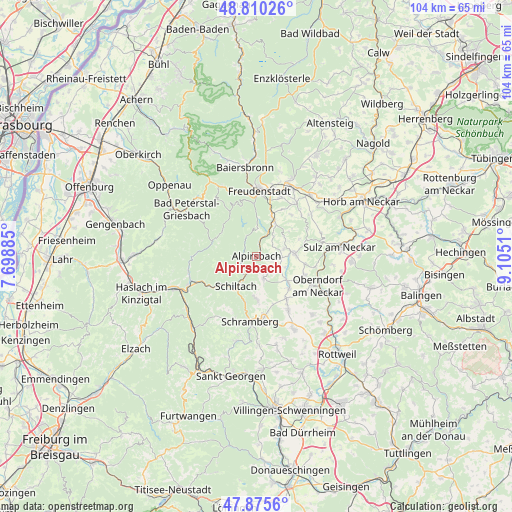Alpirsbach on map