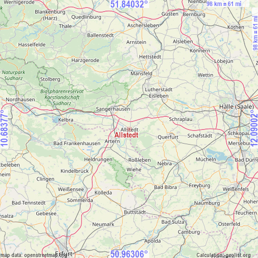 Allstedt on map