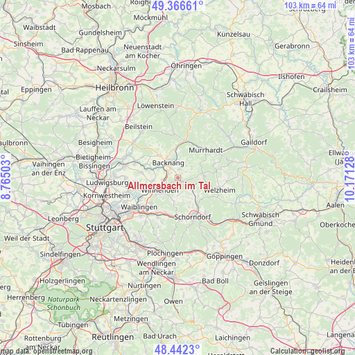 Allmersbach im Tal on map