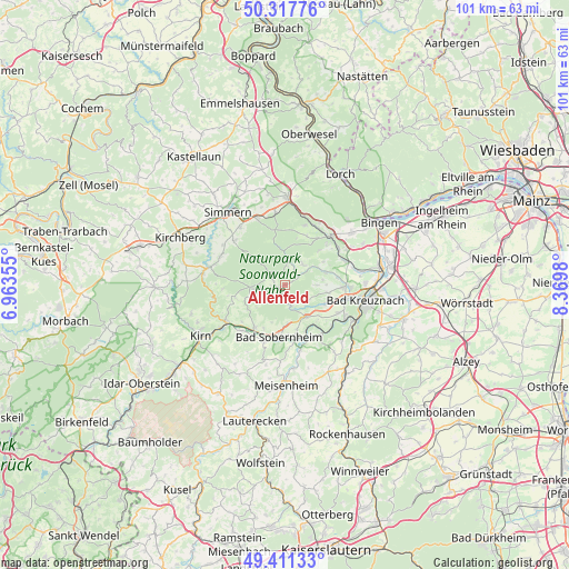 Allenfeld on map