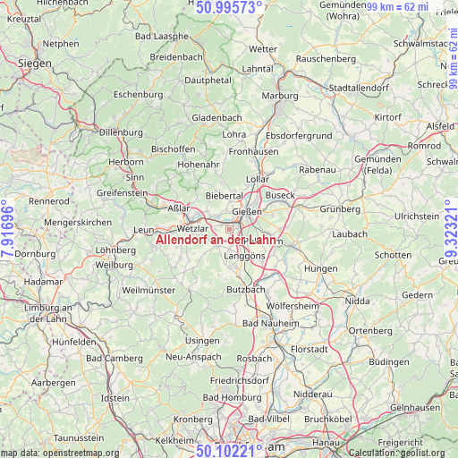 Allendorf an der Lahn on map
