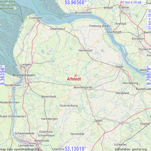 Alfstedt on map