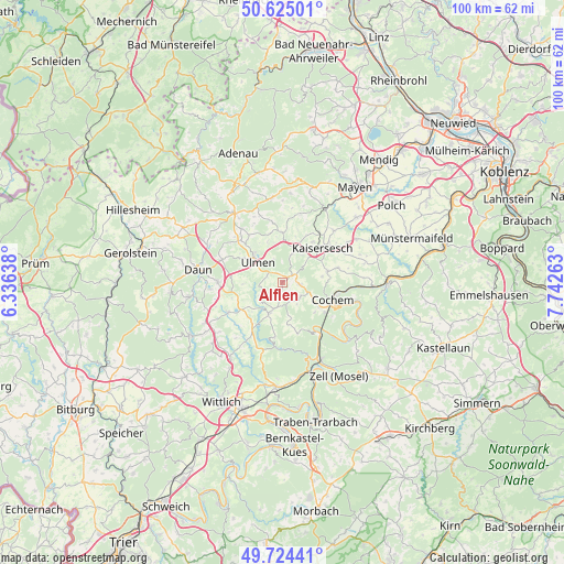 Alflen on map