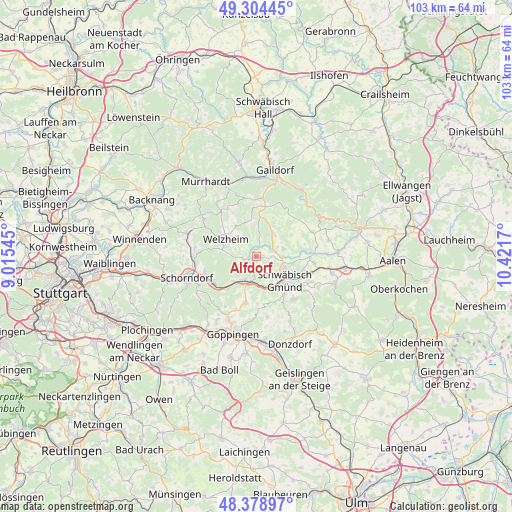 Alfdorf on map