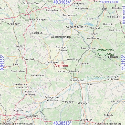 Alerheim on map