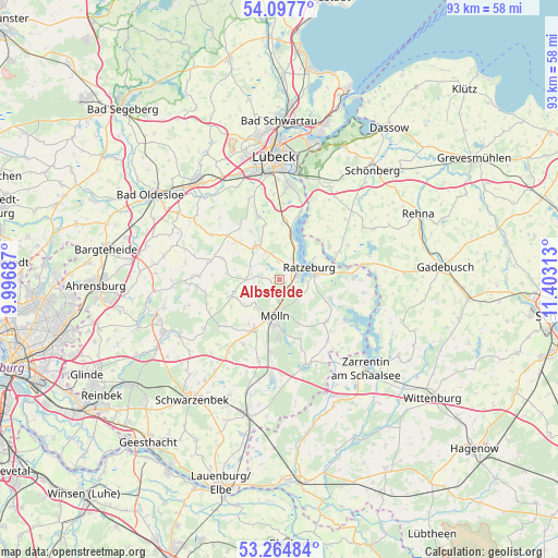 Albsfelde on map