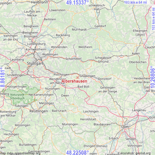 Albershausen on map