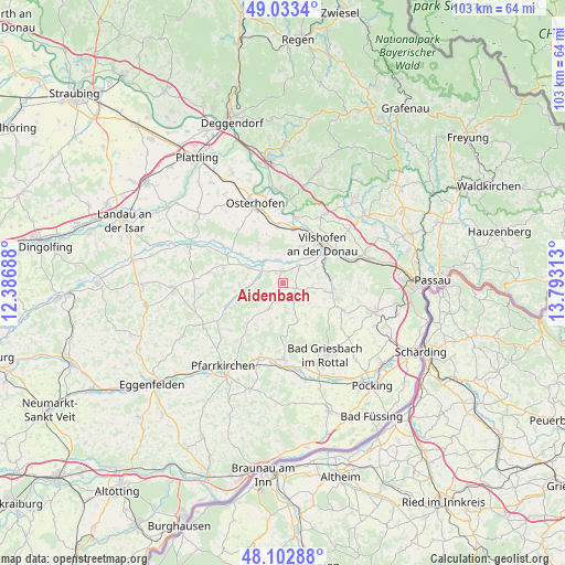 Aidenbach on map