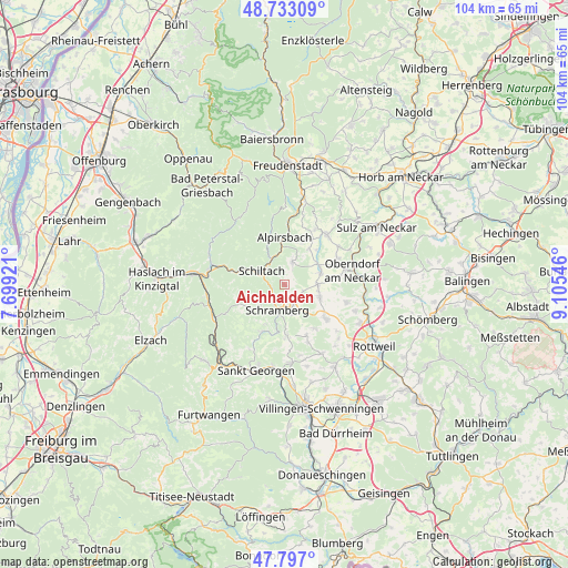 Aichhalden on map