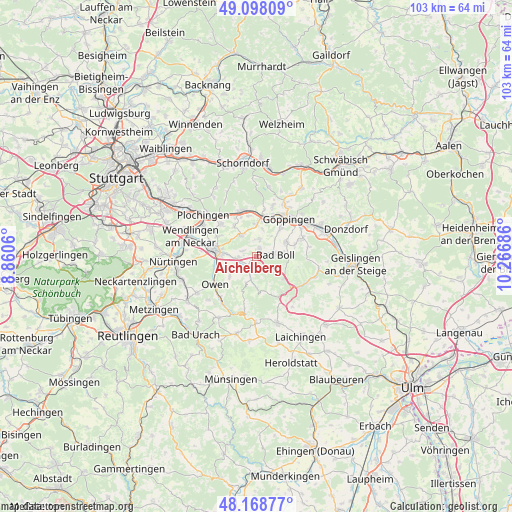 Aichelberg on map