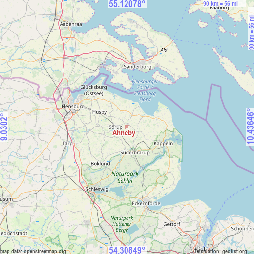 Ahneby on map