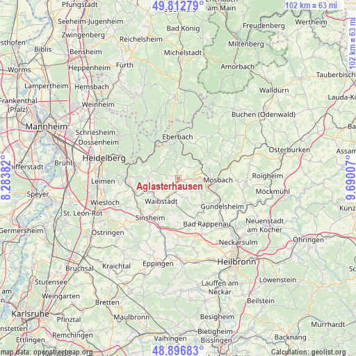 Aglasterhausen on map