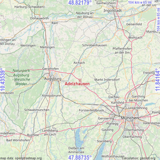 Adelzhausen on map