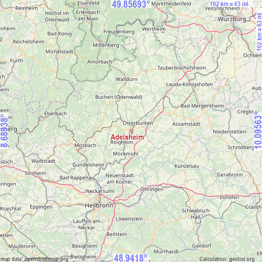 Adelsheim on map