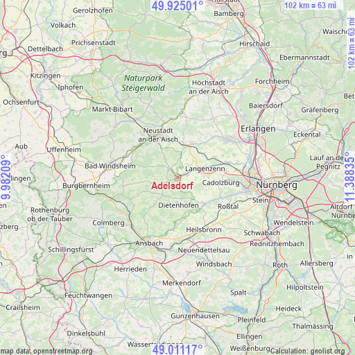 Adelsdorf on map
