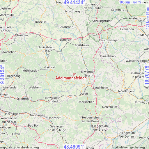 Adelmannsfelden on map