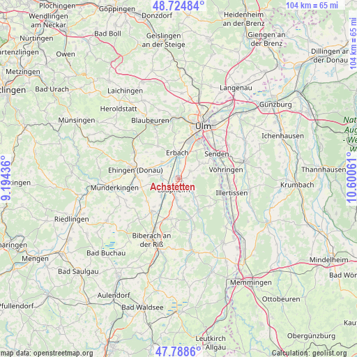 Achstetten on map