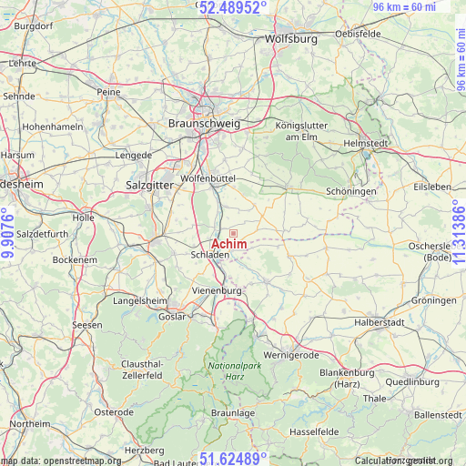 Achim on map