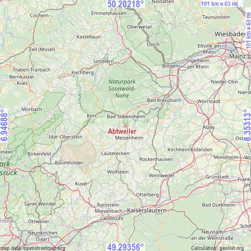 Abtweiler on map