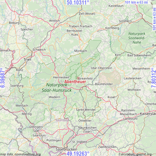 Abentheuer on map