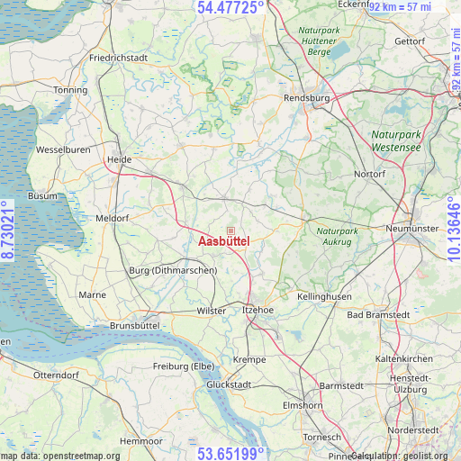 Aasbüttel on map