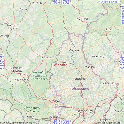 Winseler on map