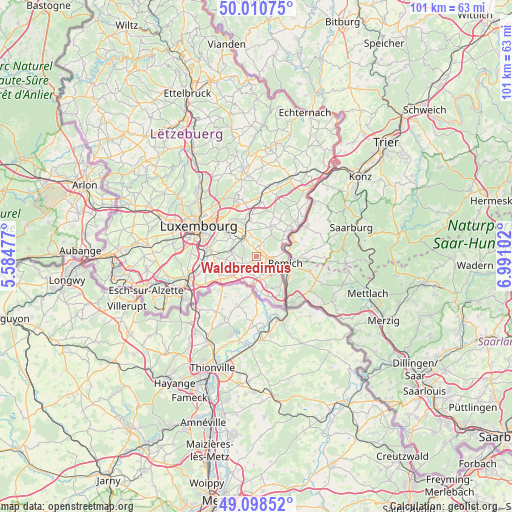 Waldbredimus on map