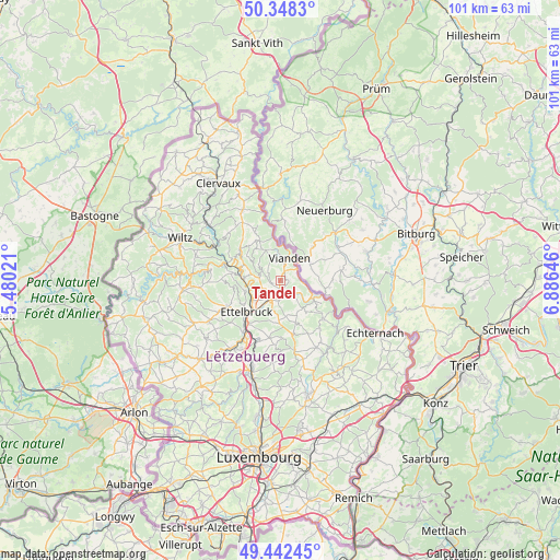 Tandel on map
