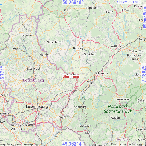 Steinheim on map