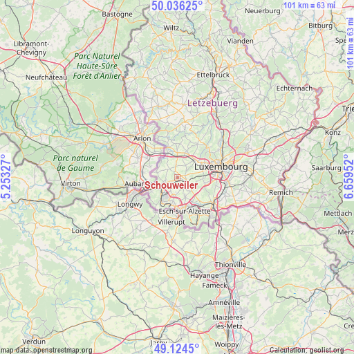 Schouweiler on map